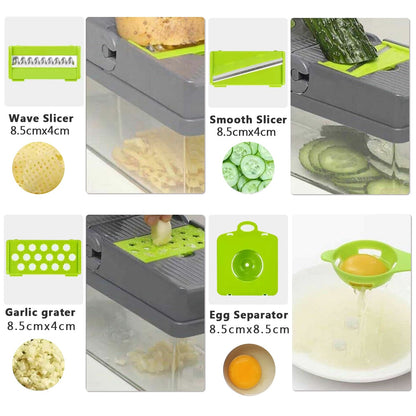 15-in-1 Multi-Function Vegetable Slicer & Chopper — Fast & Safe Food Prep
